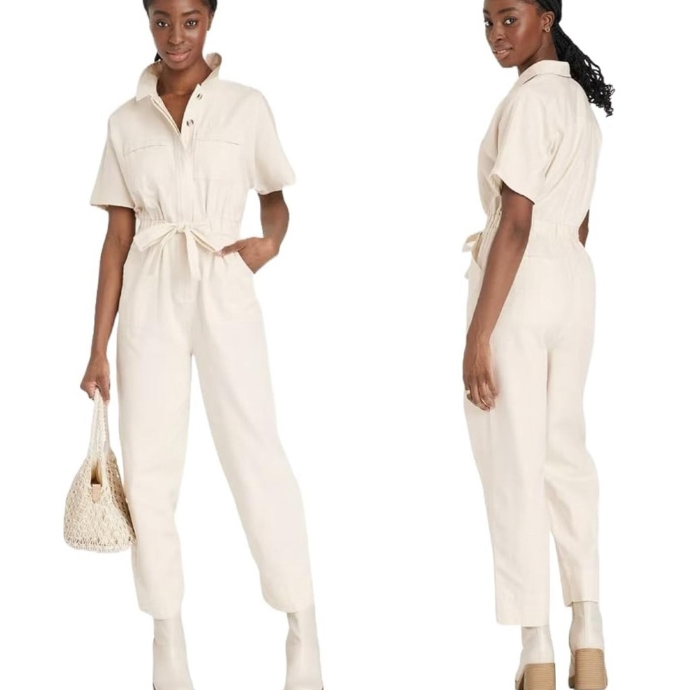 NWT Universal Thread Short Sleeve Boiler Painter Jumpsuit Oatmeal Size 6